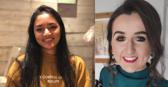 collage of two women smiling to camera