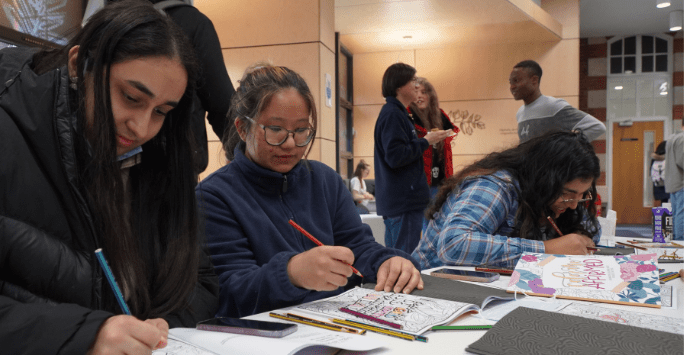 students do some colouring