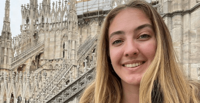 woman on roof terrace of the Milan Duomo