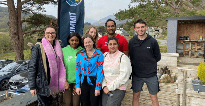 group of attendees at mountain summit