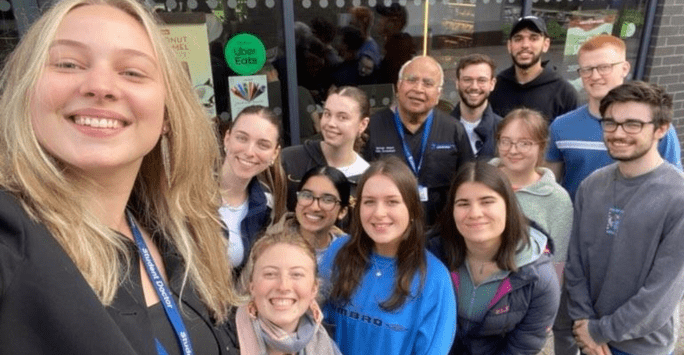 teacher and students go out for coffee after last session of the year