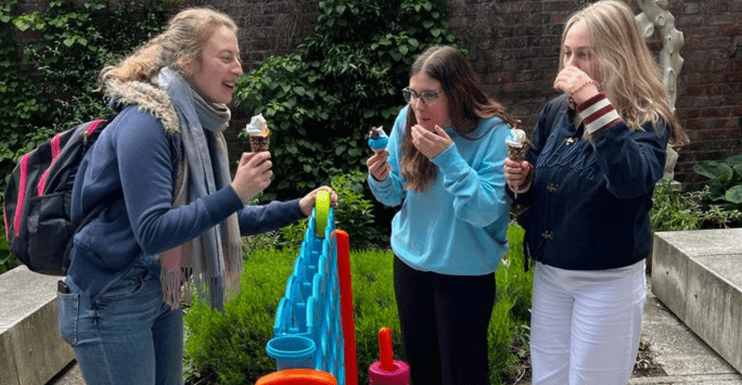 students enjoy giant board games at wellbeing event