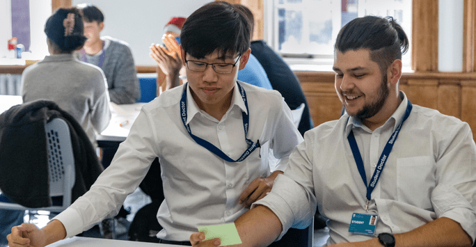 students take part in team building exercises