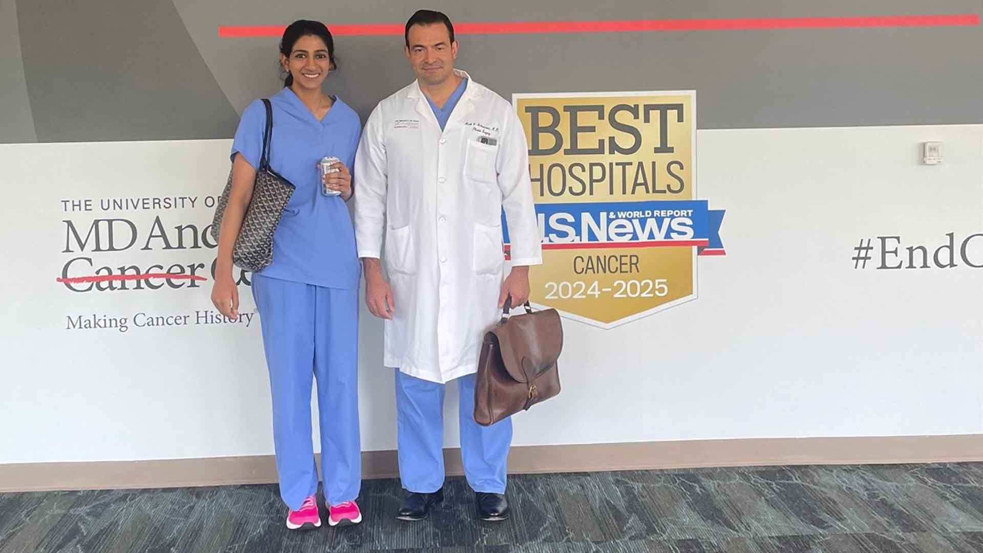 doctors in scrubs outside cancer treatment centre