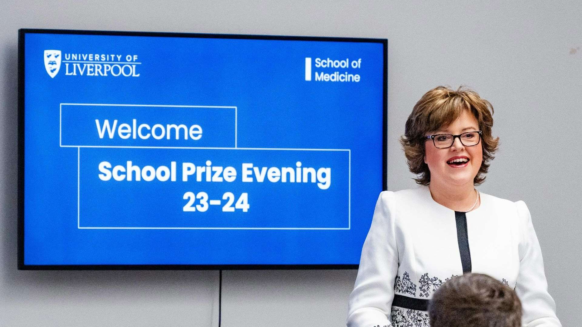 The Dean of the School of Medicine, Hazel Scott at the start of the prize evening ceremony