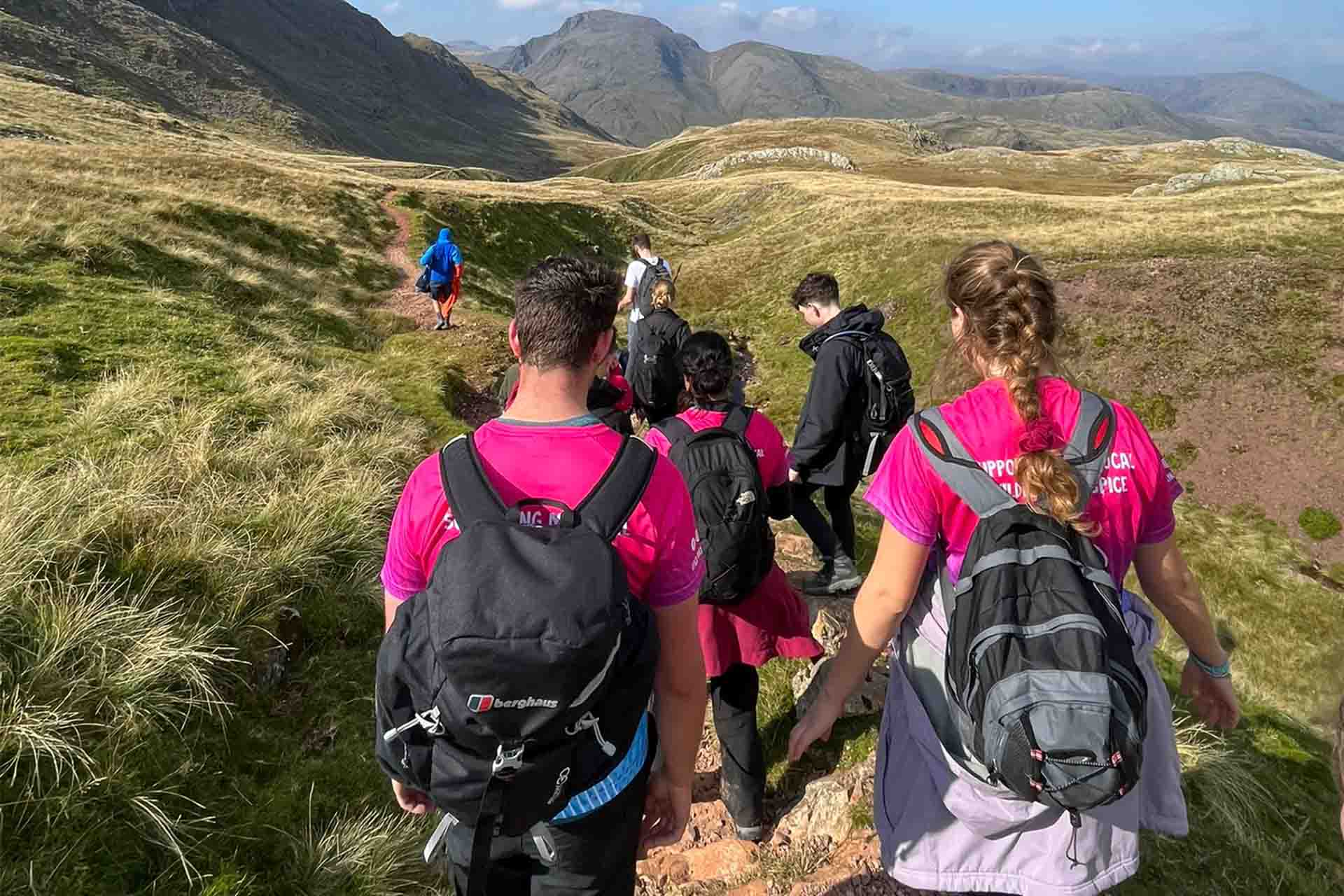 students hiking