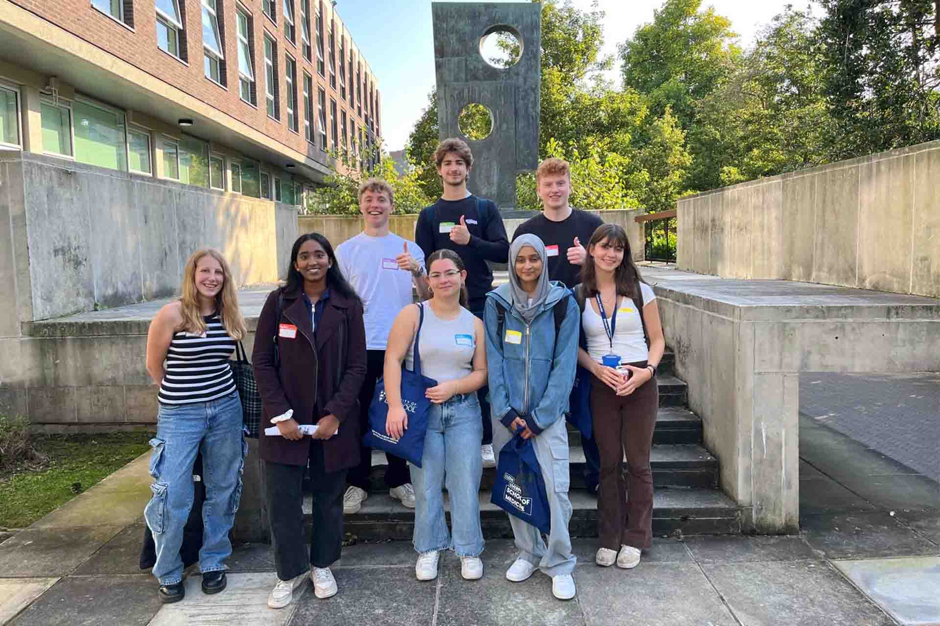 students and mentors on walking tour