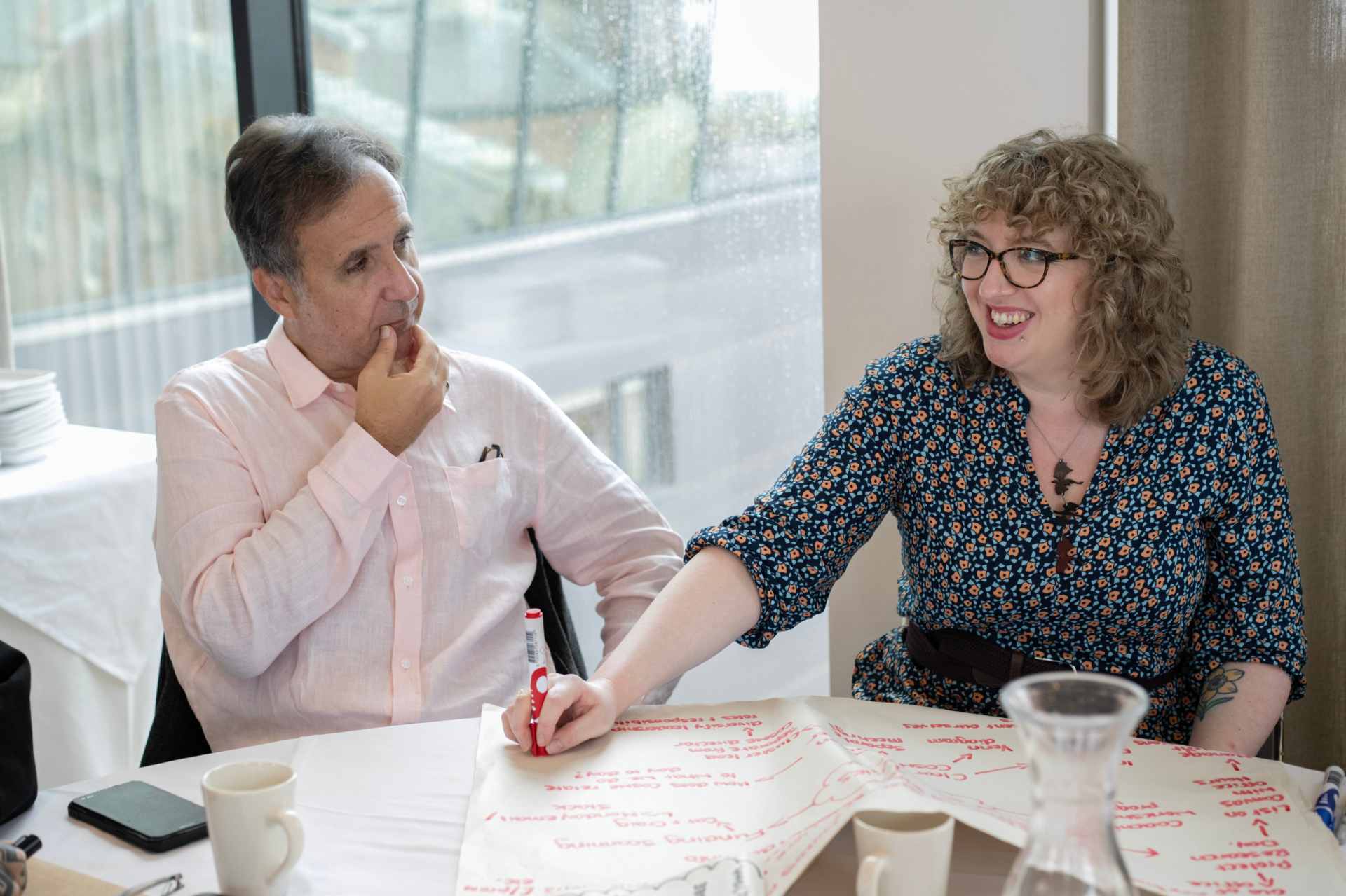 Yannis and Cat in research meeting