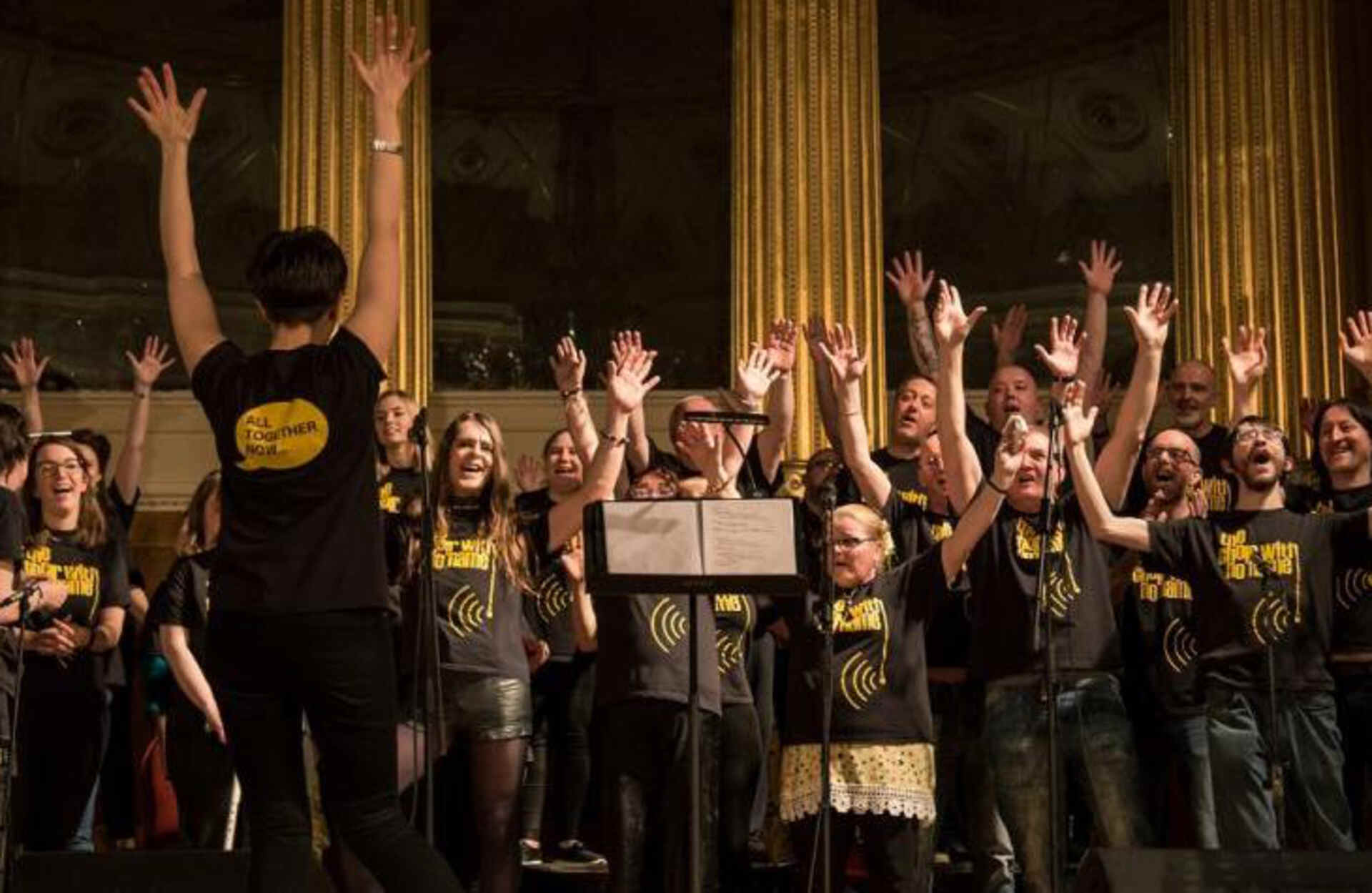 Choir with hands in the air