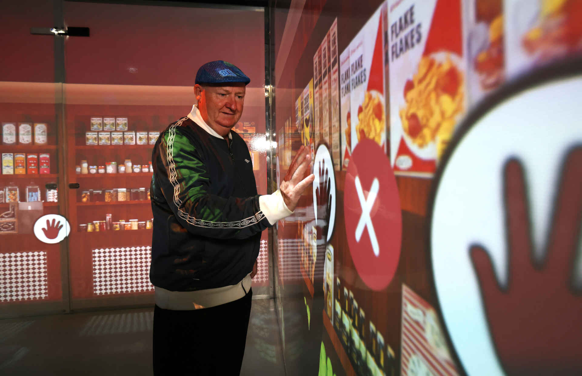 Man stood in digital replica of a shop