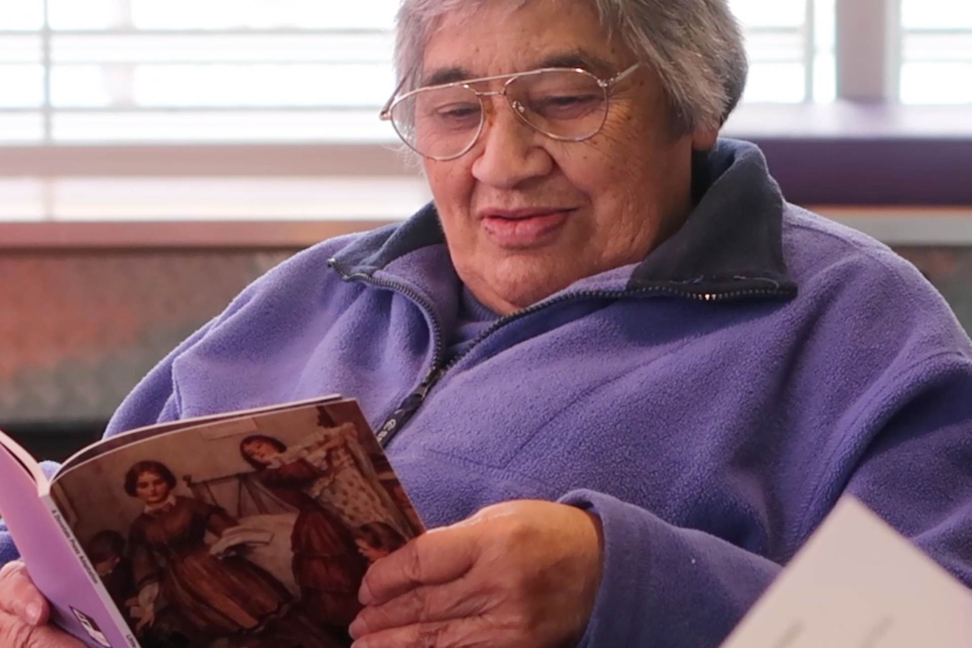 Woman reading book