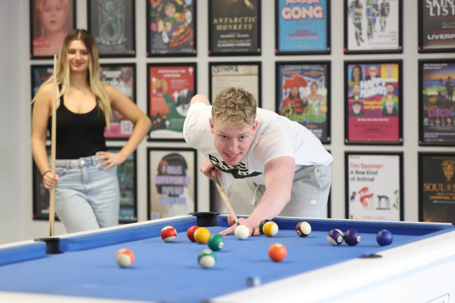 Students playing pool