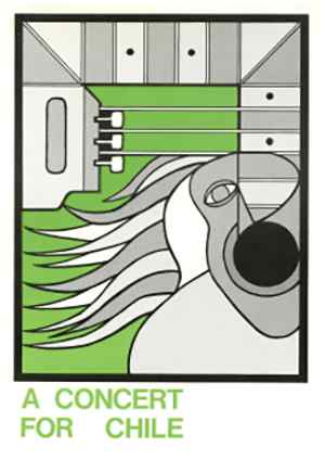 Concert poster with abstract guitar drawing