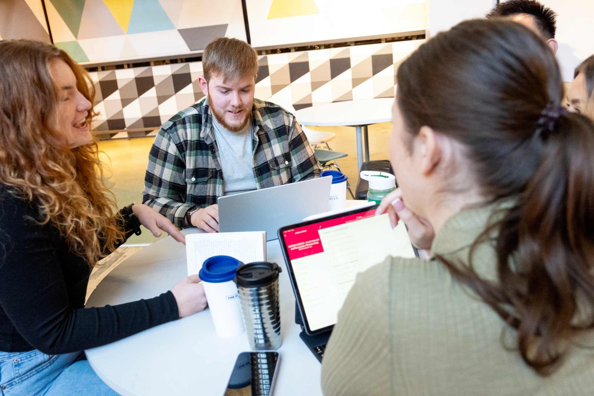 Students studying on campus