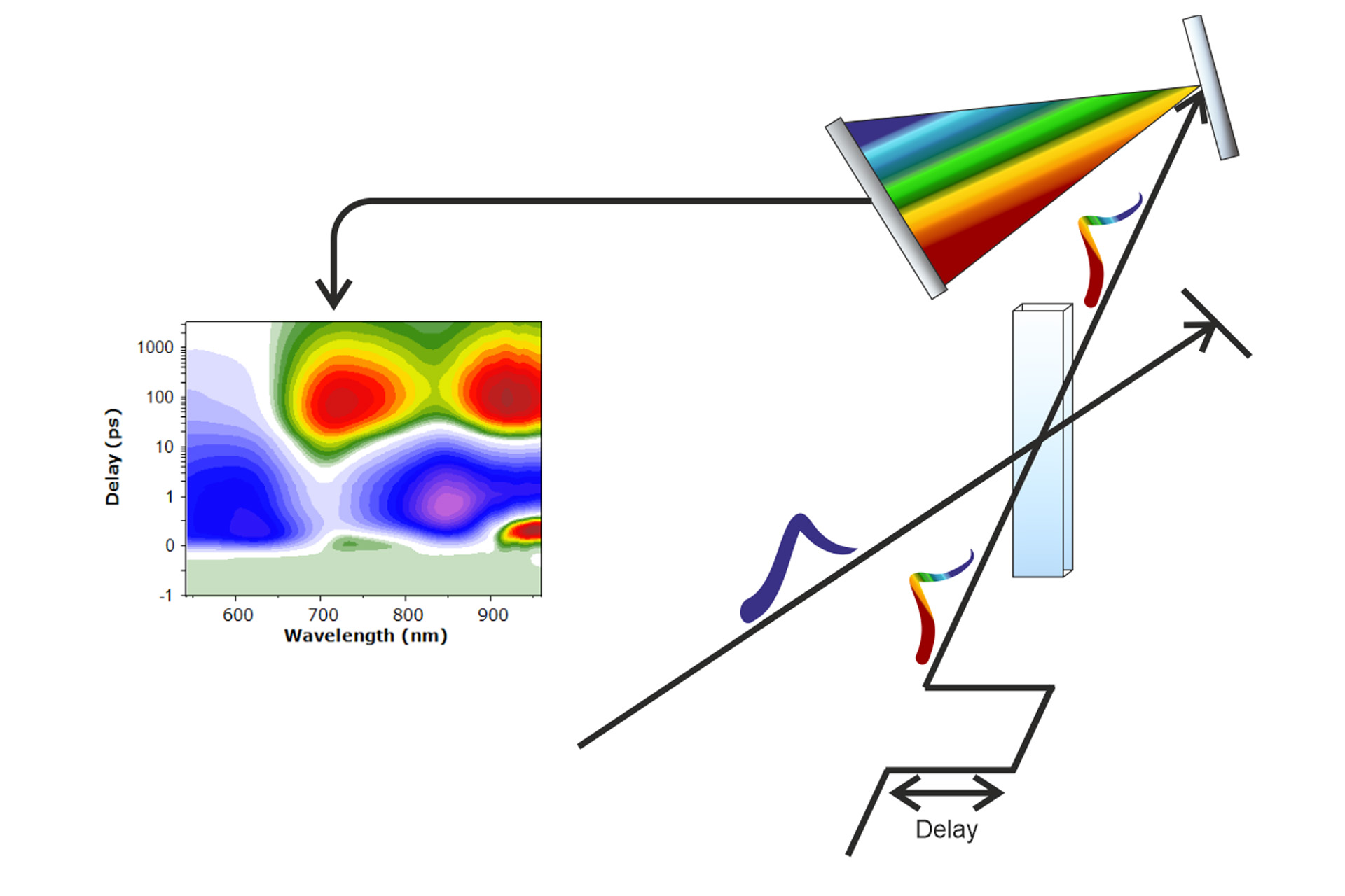 Ultrafast Transient Absorption Spectroscopy (TAS) schematic