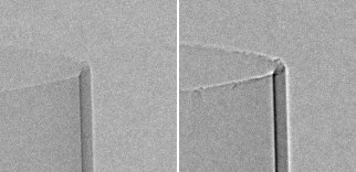 Left: Image with little phase contrast. Right: Image with enhanced phase contrast.