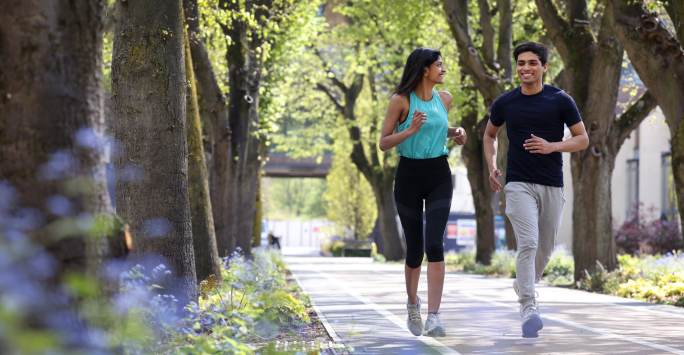 Students on outdoor running track