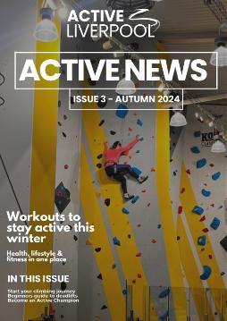 Front cover of Active News with climber on climbing wall