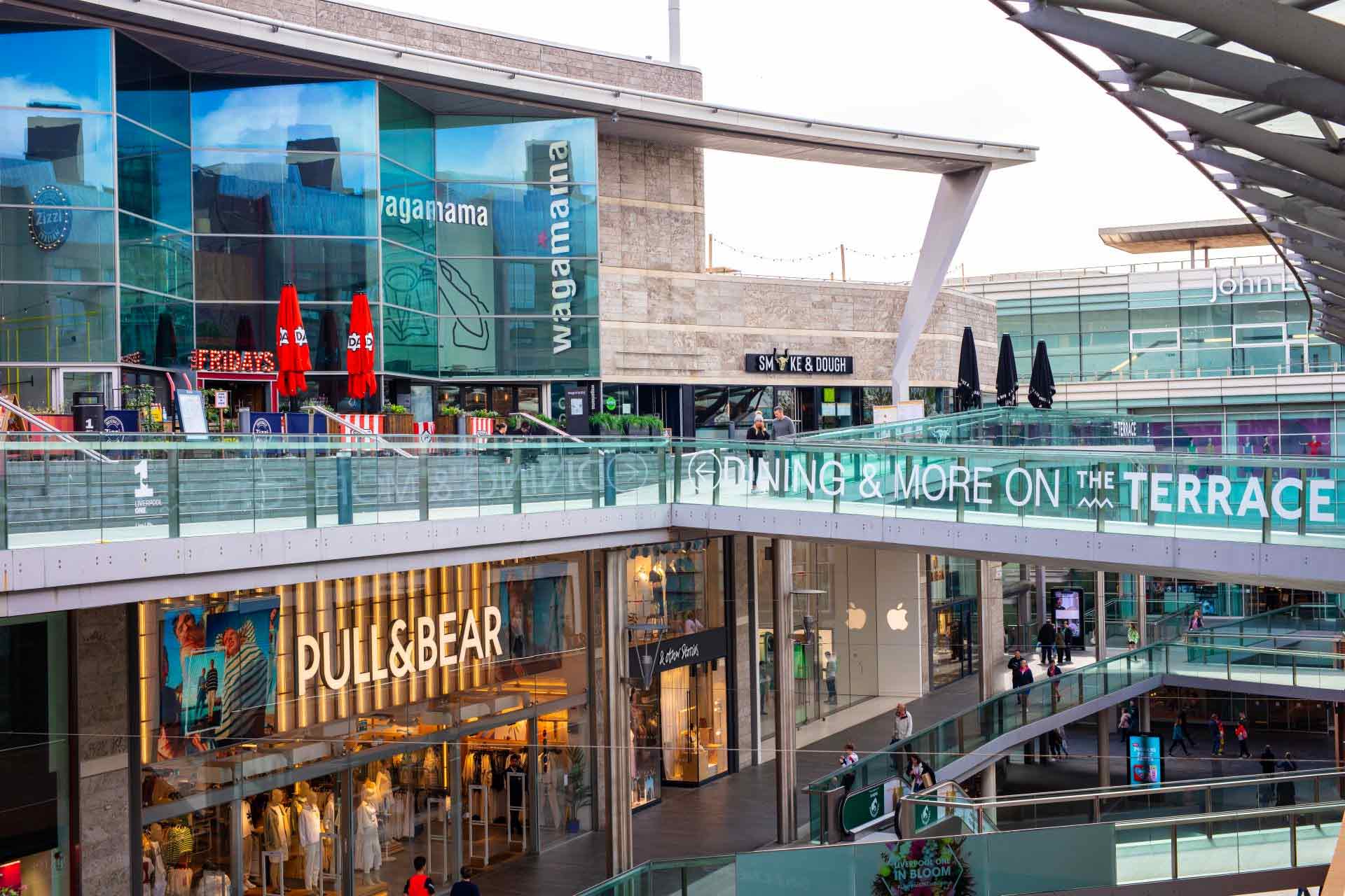 People shopping on the top floor of Liverpool ONE