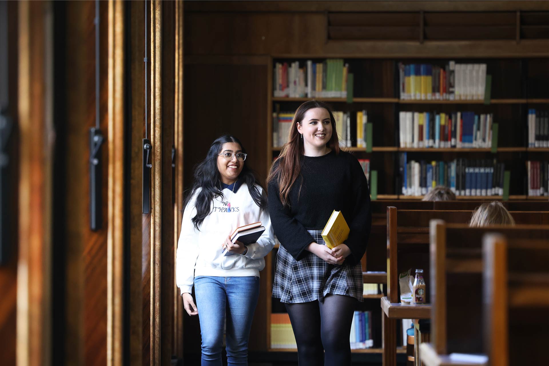 Praleena Mohan and Lynsey Shale in Harold Cohen Library