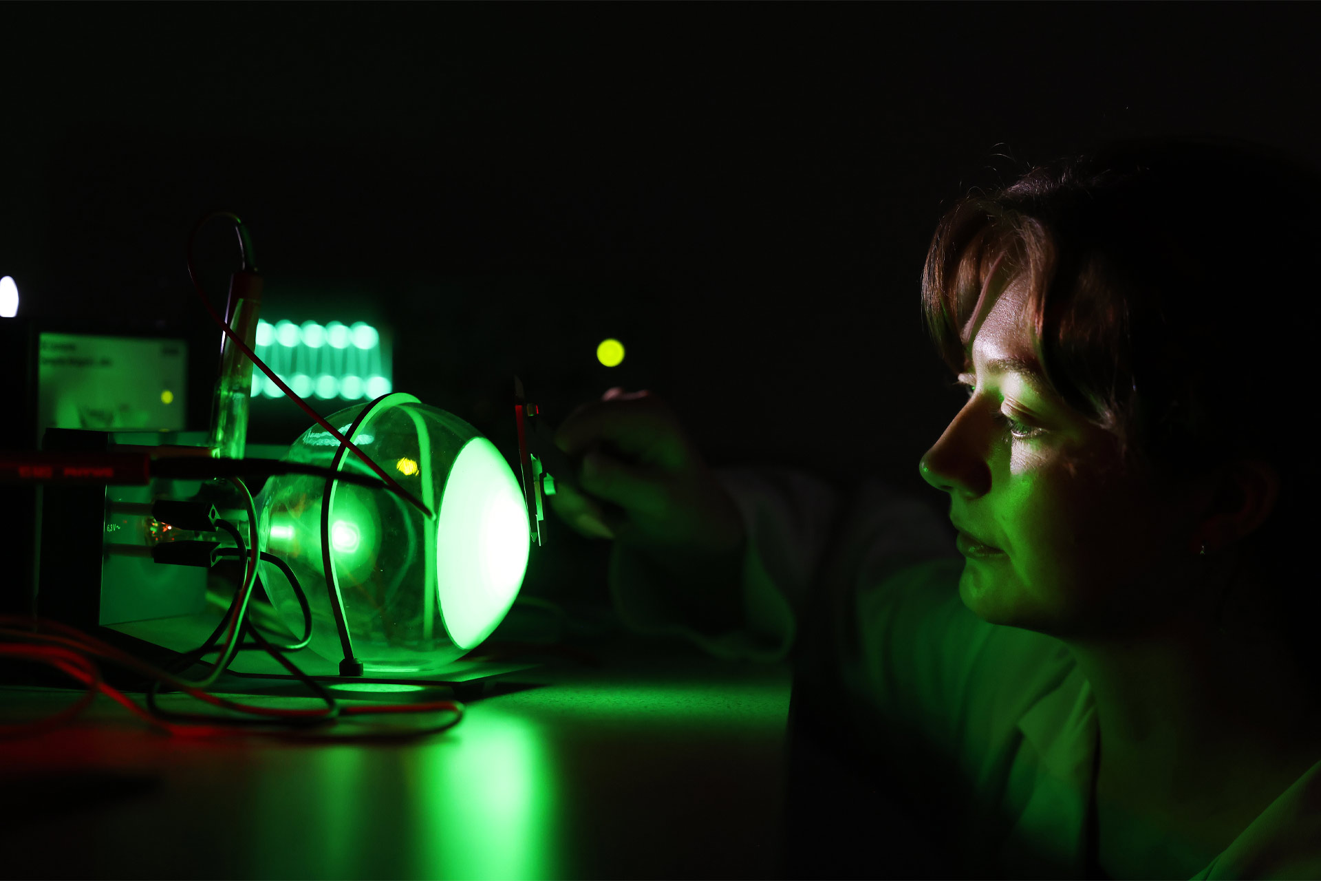 Postgraduate researcher using equipment in the Central Teaching Laboratory