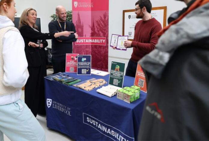 People attending the Sustainability Week stall on campus