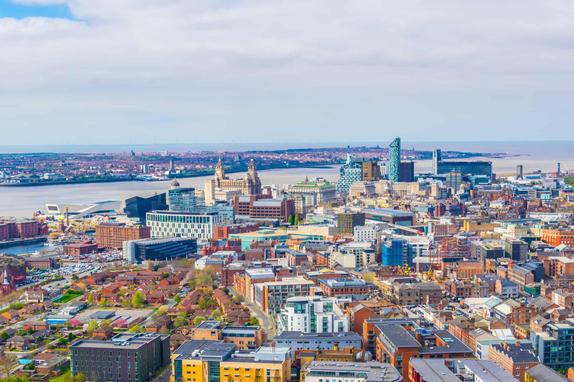 An aerial view of the Liverpool city.