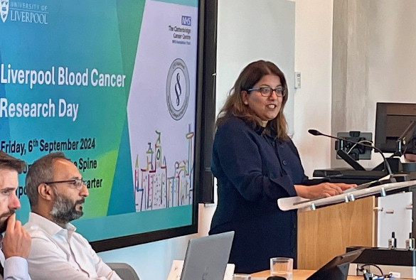 Dr Sheena Khanduri speaking at the Liverpool Blood Cancer Day